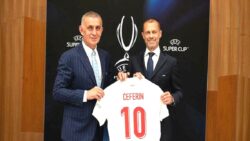 TFF Başkanı İbrahim Hacıosmanoğlu ile UEFA Başkanı Ceferin ile bir arada